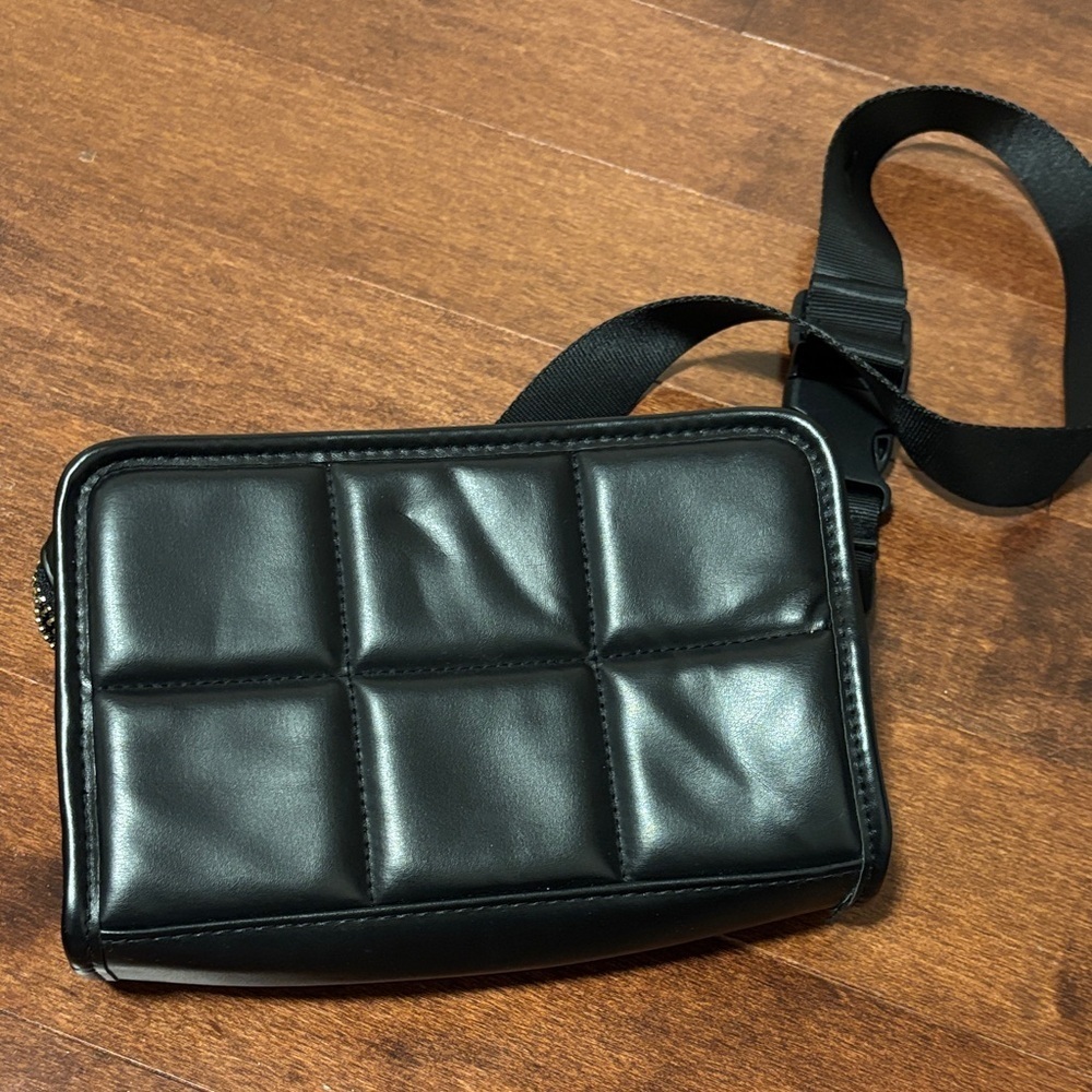 Amanda Uprichard Black Quilted small cross body waist bag bowlers